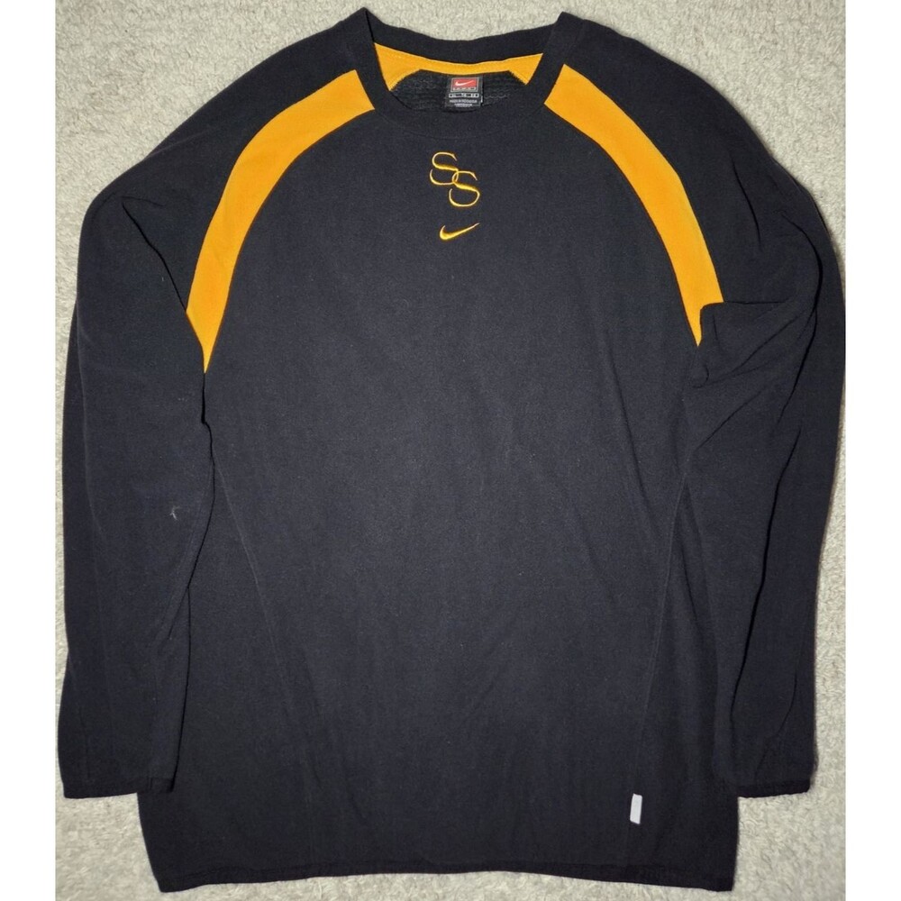 Nike Team Long Sleeve Athletic Shirt Black Yellow Large